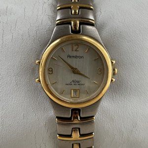 Armitron Ladies Wrist Watch Date Calendar Dual Tone Gold/Silver Quartz Watch
